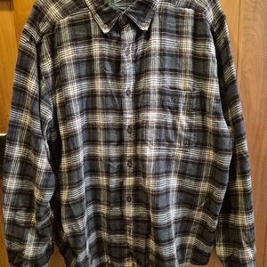 Woolrich Shirt Men XL Forest Green Plaid Flannel Button Front LS Outdoor Utility